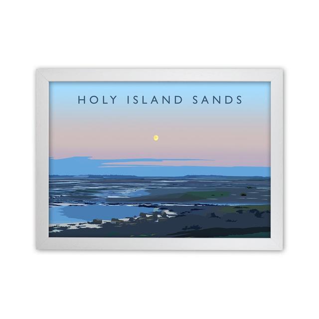 Holy Island Sands by Richard O'Neill - Print Corrigan Studio Format: White Framed, Size: 24cm H x 34cm W x 3cm D on Productcaster.