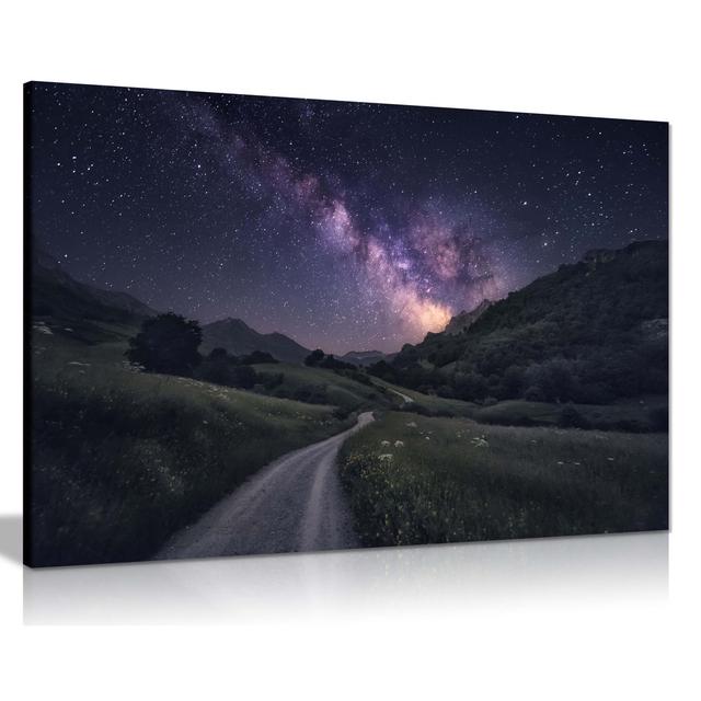 Dark Blue Night Sky Path To The Stars - Wrapped Canvas Print Panther Print Size: 20cm H x 31cm W on Productcaster.