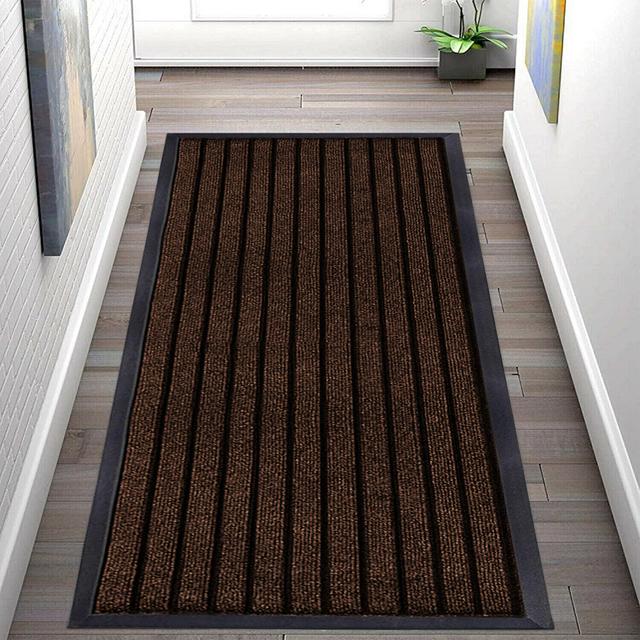 Kinadee Indoor/ Outdoor Non Slip Hallway Kitchen Rubber Door Mat 17 Stories Mat Size: Rectangle 80 x 150cm, Colour: Brown on Productcaster.