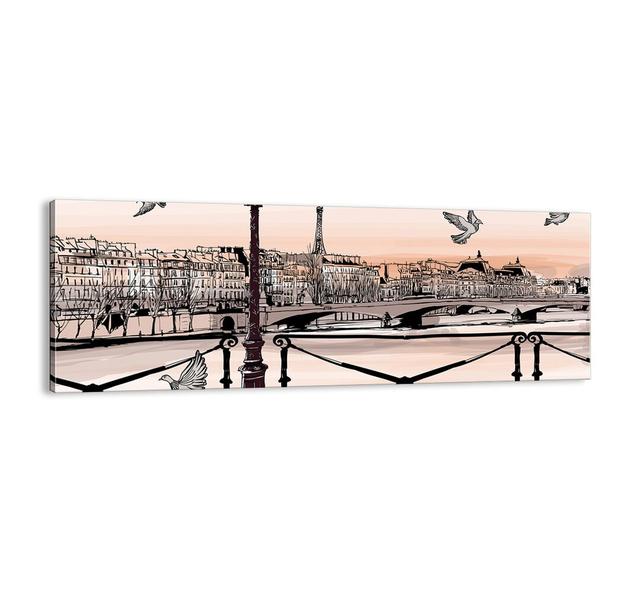 Over the Roofs of Paris - Unframed Graphic Art Print on Canvas Brayden Studio Size: 50cm H x 140cm W x 1.8cm D on Productcaster.