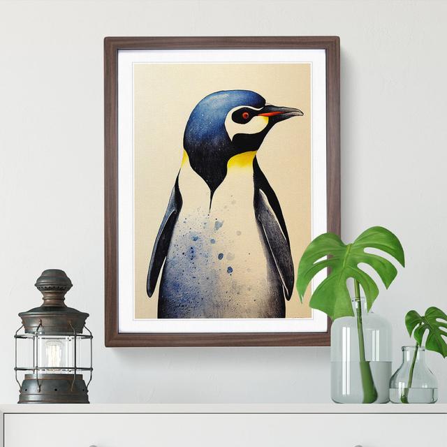 Watercolour Penguin No.4 House of Hampton Size: 64cm H x 46cm W x 2cm D, Frame Colour: Walnut on Productcaster.