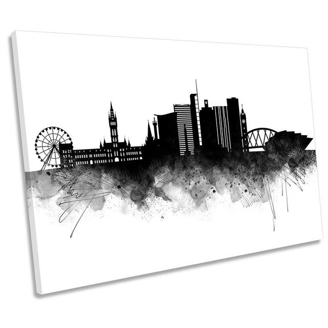 Glasgow Abstract City Skyline - Wrapped Canvas Art Prints Ebern Designs Size: 40.6cm H x 61cm W x 2cm D on Productcaster.