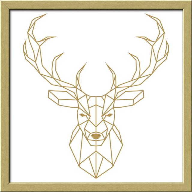 Golden Polygon Deer Framed Graphic Art Print - Single Picture Frame Print Norden Home Size: 34cm H x 34cm W x 2cm D on Productcaster.