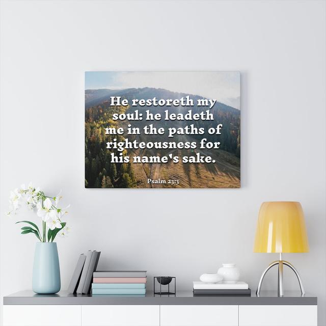 Paths Of Righteousness Psalm 23:3 - Wrapped Canvas Print Blue Elephant on Productcaster.