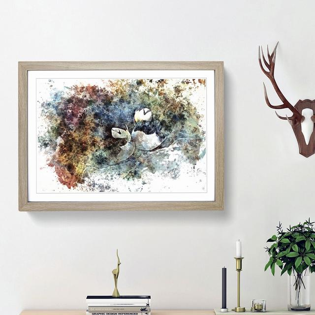 Nesting Atlantic Puffins in Abstract - Picture Frame Graphic Art Print East Urban Home Size: 27cm H x 36cm W x 2cm D, Frame Option: Oak Framed on Productcaster.