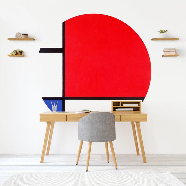 Round wallpaper self-adhesive - Piet Mondrian - composition red blue yellow Ivy Bronx Size: 244cm L x 244cm W on Productcaster.