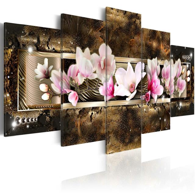 The Dream of a Magnolia - 5 Piece Graphic Art Print Set on Canvas East Urban Home Size: 100 cm x 50 cm on Productcaster.