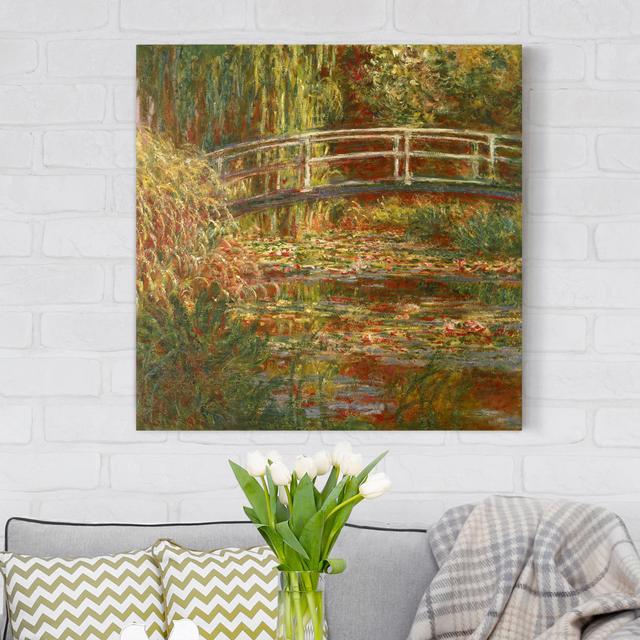 Leinwandbild Seerosenteich und Japanische Brücke (Harmonie in Rosa) von Claude Monet Rosalind Wheeler Format: 260g/m² Canvas, Rahmen-Option: Gold/Brau on Productcaster.