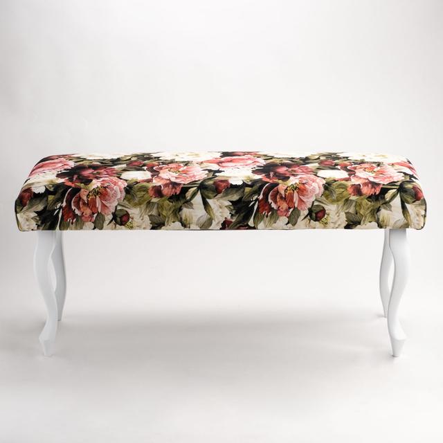 Velvet Upholstered Bench bench4home Colour: Pink/White/Red, Size: 40cm H x 45cm W x 40cm D on Productcaster.