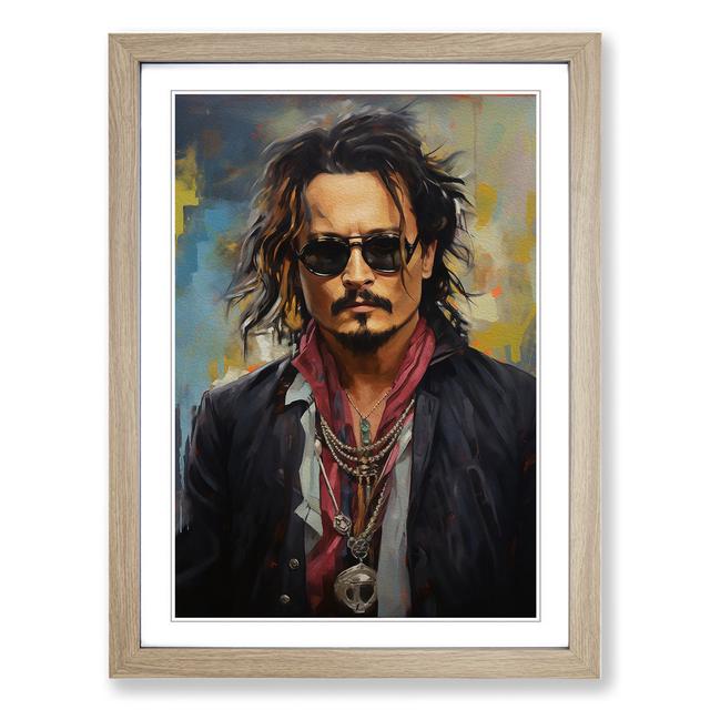 XYZ-FRM-V1223-3905 Johnny Depp Hard Edge - Print Big Box Art Size: 46cm H x 34cm W x 2cm D, Frame Colour: Oak on Productcaster.