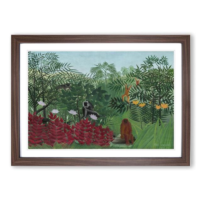 Tropical Forest with Monkeys by Henri Rousseau - Picture Frame Painting on MDF East Urban Home Frame Option: Walnut, Size: 27cm H x 36cm W x 2cm D on Productcaster.