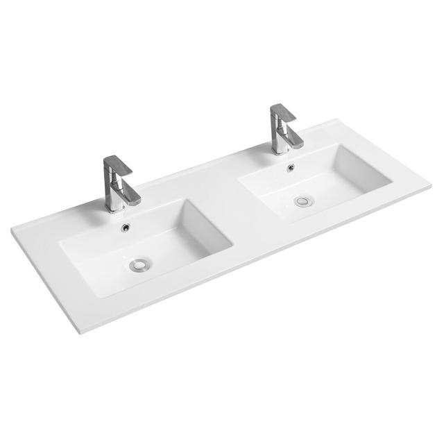 Thin-Edge Ceramic 121Cm Double Inset Basin With Rectangular Bowl Belfry Bathroom on Productcaster.