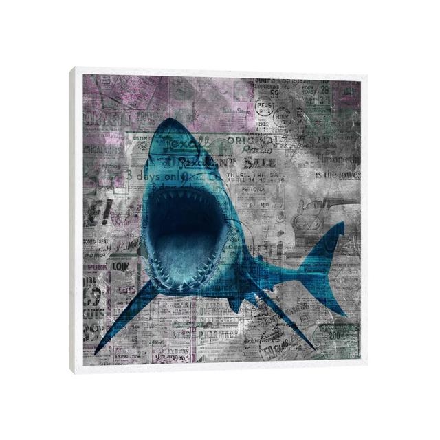 Shark Sale - Print on Canvas Longshore Tides Format: White Framed, Size: 93.98cm H x 93.98cm W x 3.81cm D on Productcaster.