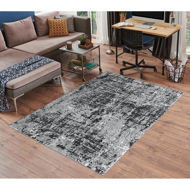 Santangelo Shaggy Black/Grey Rug Borough Wharf Rug Size: Rectangle 160 x 230cm on Productcaster.