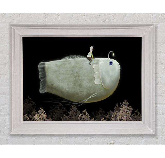 Riding The Anglerfish Framed Print Highland Dunes Size: 100cm H x 141.4cm W x 8cm D, Format: White Framed Paper on Productcaster.