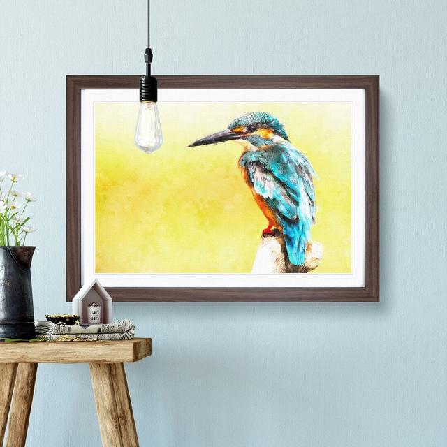 Blue Kingfisher Painting - Single Picture Frame Print on MDF East Urban Home Format: Walnut, Size: 24cm H x 33cm W x 2cm D on Productcaster.