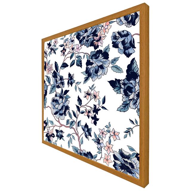 Weert Blue Flower Illustrations - Print ClassicLiving Frame Colour: Oak Framed, Size: 31cm H x 31cm W x 4cm D on Productcaster.