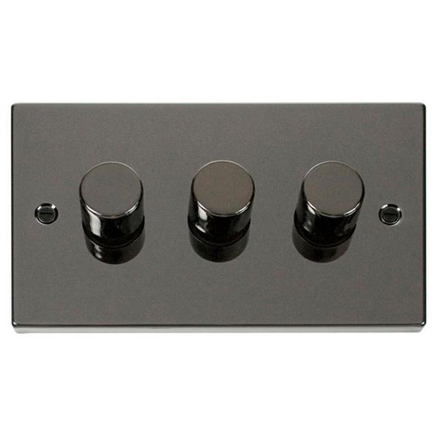 Black Nickel 3 Gang 2 Way LED 100W Trailing Edge Dimmer Light Switch Symple Stuff on Productcaster.