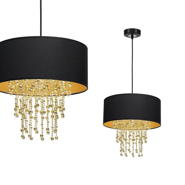 Donahoe 1-Light Drum Pendant Rosdorf Park Shade Colour: Black/Gold on Productcaster.