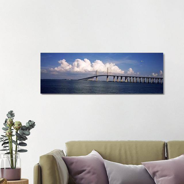 Suspension Bridge Across The Bay, Sunshine Skyway Bridge, Tampa Bay, Gulf Of Mexico, Florida, USA Highland Dunes Size: 40.64cm H x 121.92cm W x 1.91cm on Productcaster.