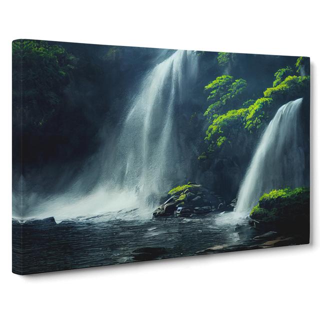 Glowing Waterfall - Wrapped Canvas Print Alpen Home Size: 40cm H x 60cm W x 3cm D on Productcaster.