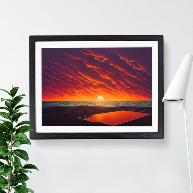 Blooming Ocean Sunset House of Hampton Size: 34cm H x 46cm W x 2cm D, Frame Colour: Black Framed on Productcaster.