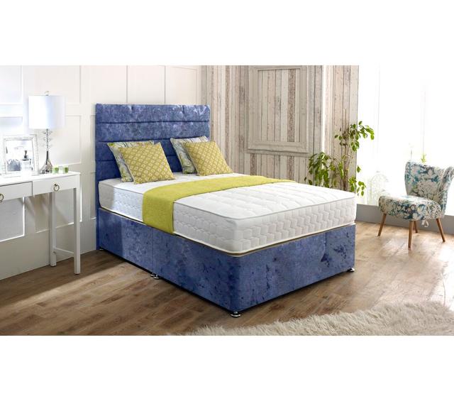 Kristine Divan Bed & Headboard Fairmont Park Size: Single (3'), Colour: Blue on Productcaster.