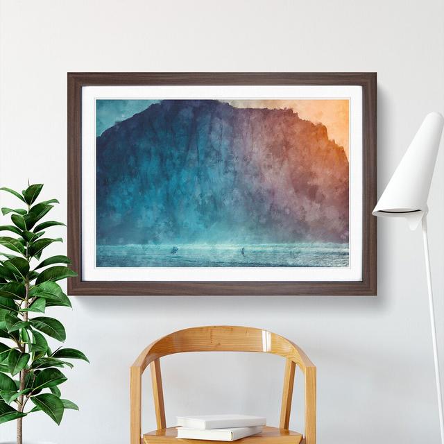 Surfing by Morro Rock - Picture Frame Painting Print East Urban Home Frame Option: Walnut Framed, Size: 45cm H x 63cm W x 2cm D on Productcaster.