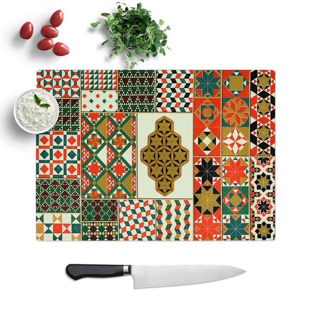 Tempered Glass Roman-Byzantine Patterns by Albert Racinet Chopping Board East Urban Home Size: 39 cm W x 28.5 cm L on Productcaster.