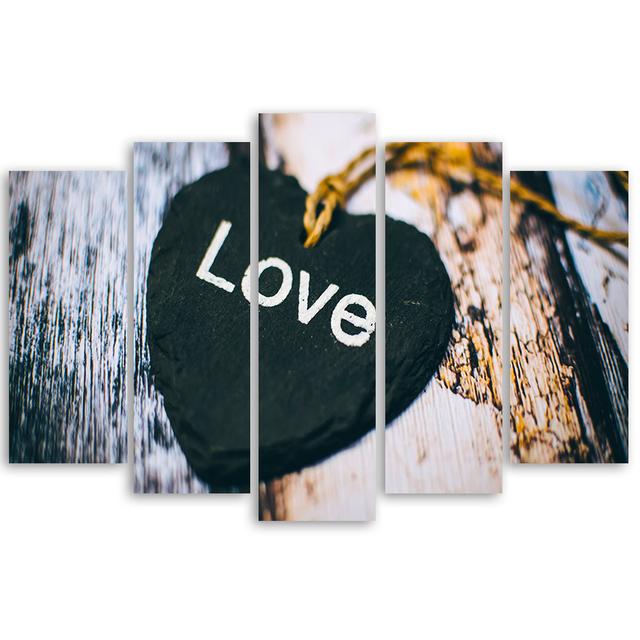 Canvas Print Heart Wood Love Shabby Ebern Designs Size: 70cm H x 100cm W on Productcaster.