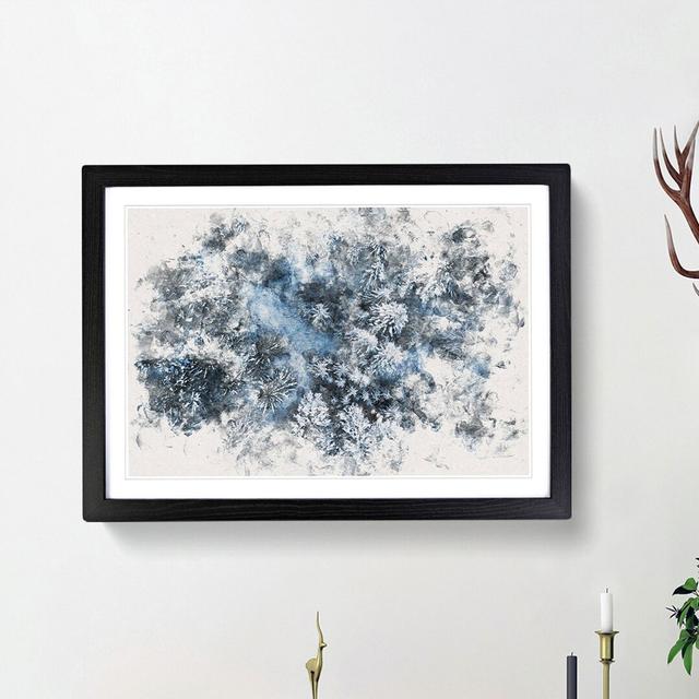 Winter Forest in Bavaria Germany Watercolour - Picture Frame Graphic Art Print East Urban Home Size: 62cm H x 87cm W x 2cm D, Frame Option: Black Fram on Productcaster.