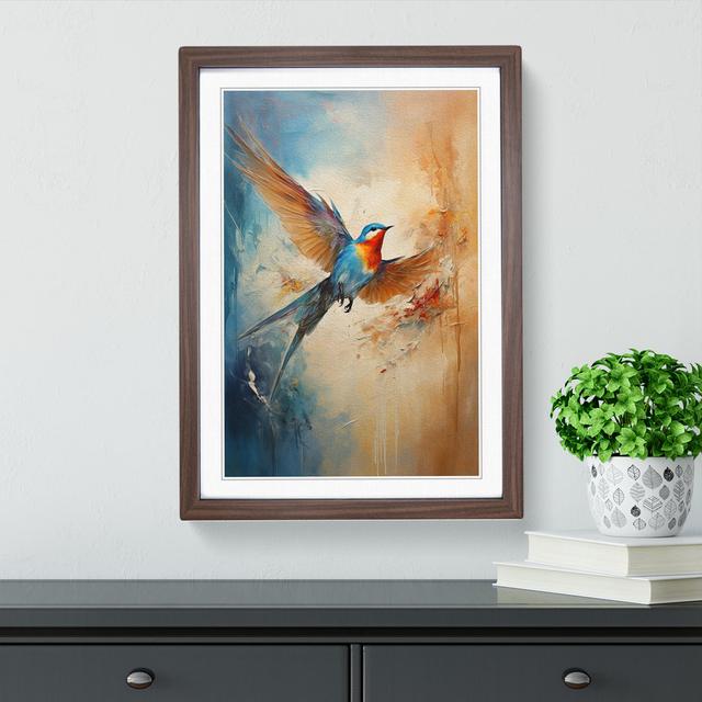 Swallow Gestural No.2 - Single Picture Frame Print on Wood Marlow Home Co. Size: 34cm H x 25cm W x 2cm D, Frame Colour: Walnut on Productcaster.