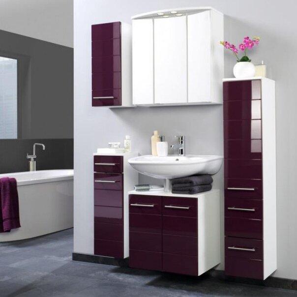 50 cm wandbefestigter Waschbeckenunterschrank Jeannette Zipcode Design Farbe: Aubergine on Productcaster.