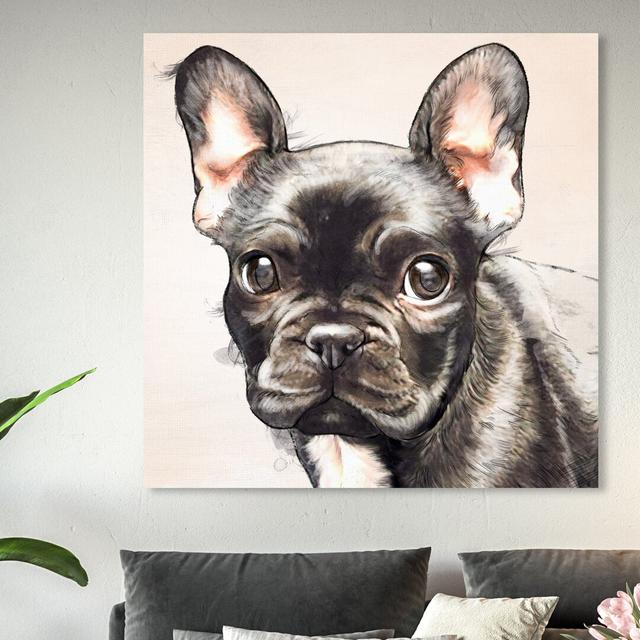 'Frenchie Watercolor Black' Graphic Art on Wrapped Canvas East Urban Home Size: 61 cm H x 61 cm W x 3.8 cm D on Productcaster.