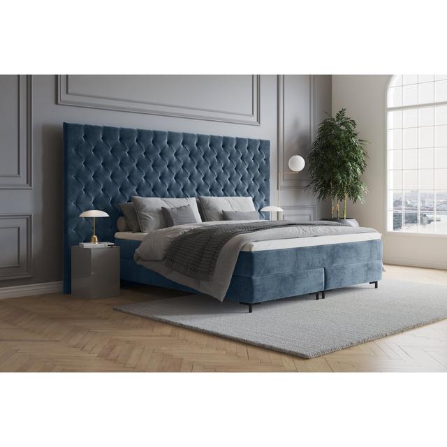 Echtes Boxspringbett Ajala mit Premium Visco Topper, mit Samtstoff bezogen Canora Grey Matratzenhärte: H3 - ca. 75-100 kg / H4 - ab 100 kg, Größe: 140 on Productcaster.