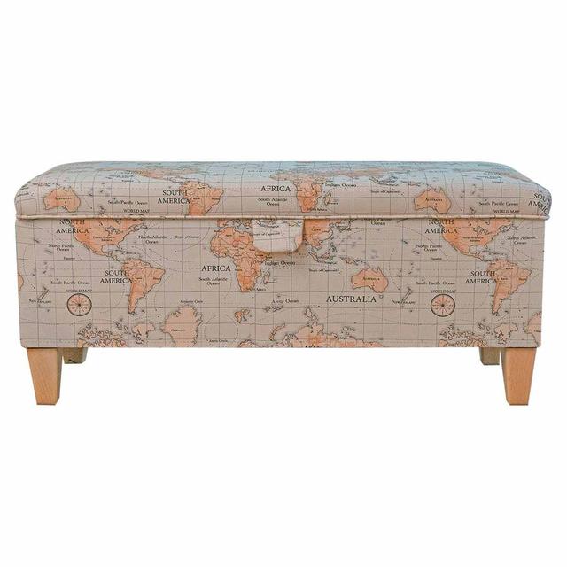 Map of the World 100cm Storage Bench Ottoman Beaumont on Productcaster.