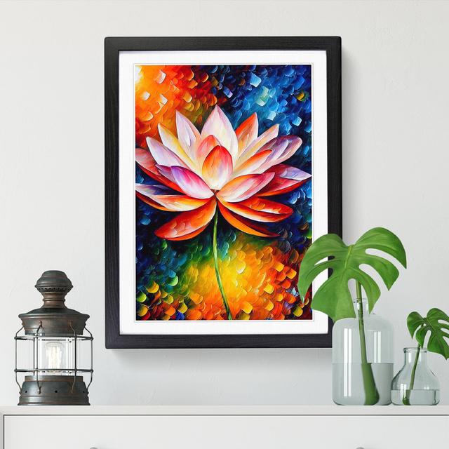 Lotus Flower Painted - Print Marlow Home Co. Size: 46cm H x 34cm W x 2cm D, Frame Option: Oak on Productcaster.