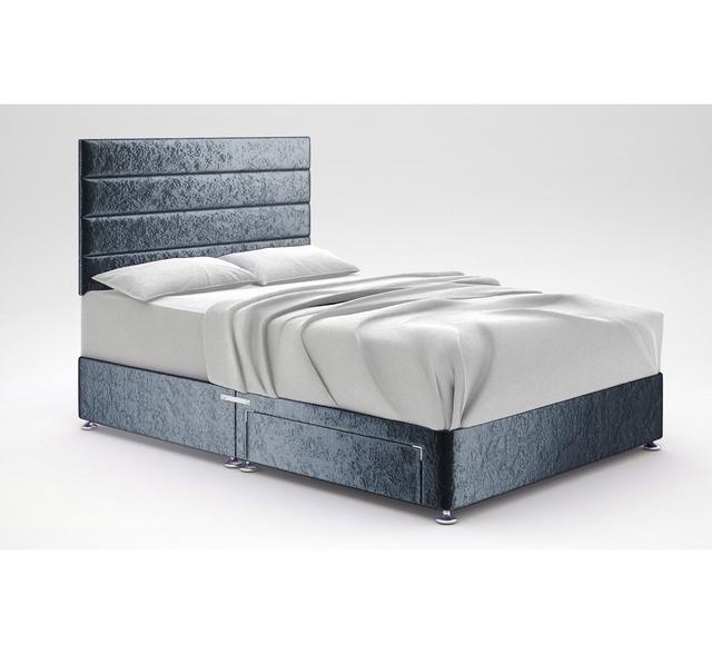 Ikin Divan Bed Base 17 Stories Storage Type: 2 Drawers, Colour: Denim, Size: Super King (6') on Productcaster.