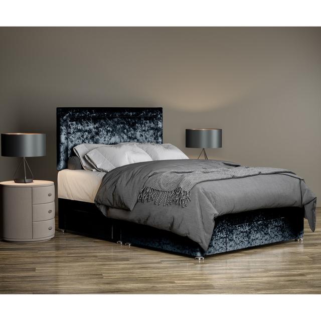 Ibsen Divan Bed Base 17 Stories Size: Kingsize (5'), Colour: Denim on Productcaster.