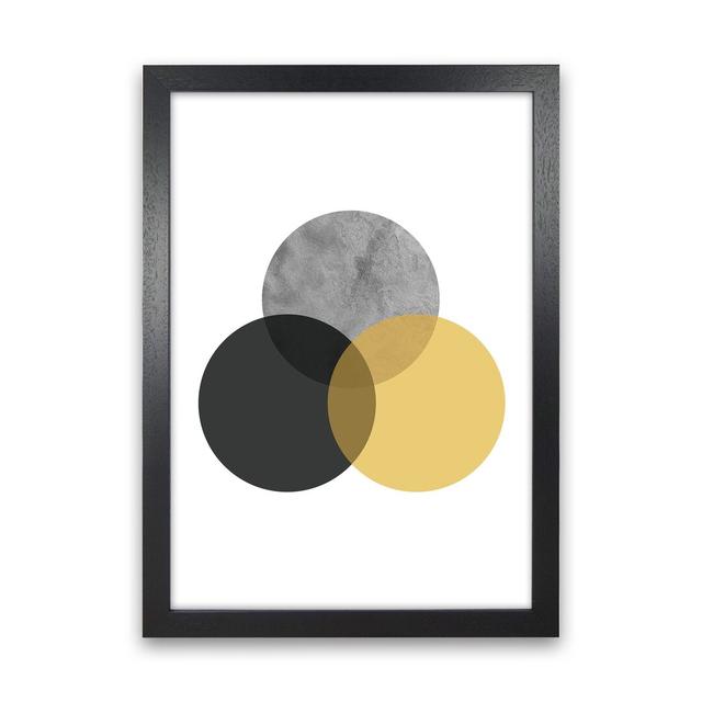 Geometric Mustard and Black Circles by Pixy Paper - Graphic Art Print Corrigan Studio Size: 84cm H x 59.4cm W x 3cm D, Format: Black Framed on Productcaster.