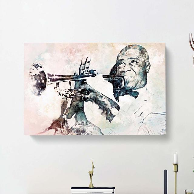 Louis Armstrong in Abstract - Wrapped Canvas Graphic Art Print East Urban Home Size: 50cm H x 76cm W x 3cm D on Productcaster.