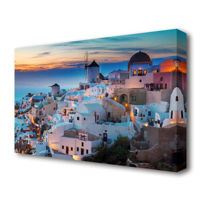 Santorini at Sunset Greece - Wrapped Canvas Photograph Print East Urban Home Size: 81.3 cm H x 121.9 cm W on Productcaster.