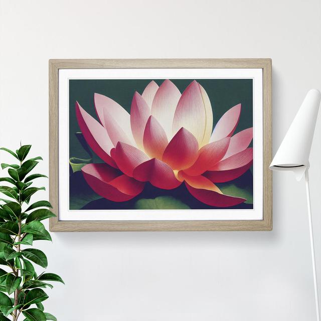 Desirable Lotus Flower - Picture Frame Painting World Menagerie Size: 46cm H x 64cm W x 2cm D, Frame Colour: Oak on Productcaster.