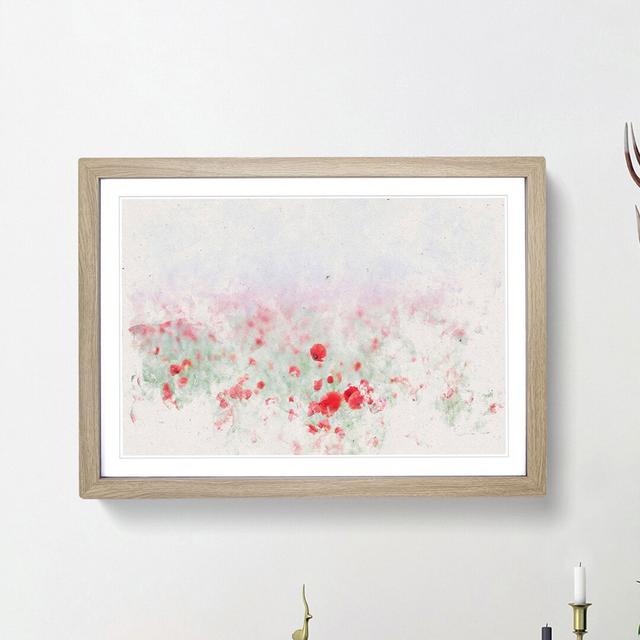 Red Poppy Field in Italy - Picture Frame Painting Print East Urban Home Size: 45cm H x 63cm W x 2cm D, Frame Option: Oak Framed on Productcaster.