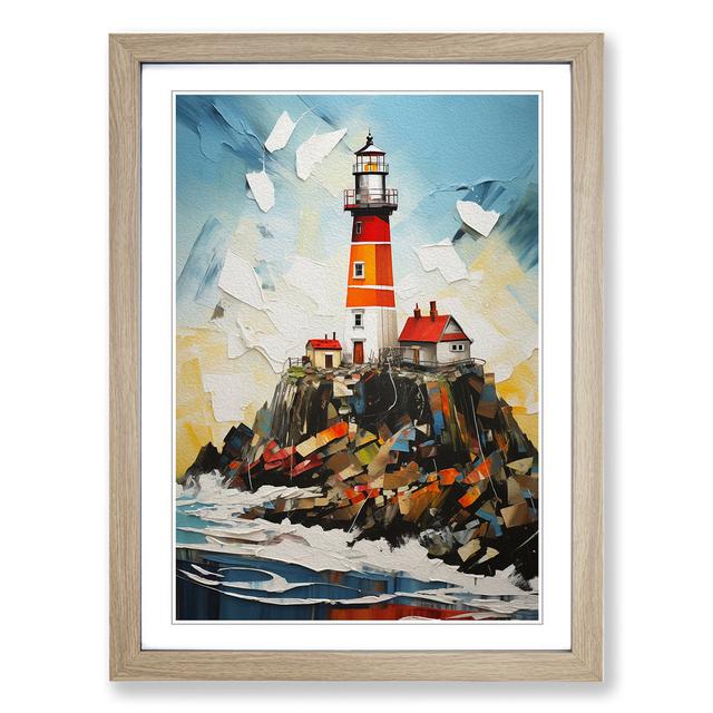 Lighthouse Contemporary Breakwater Bay Size: 46cm H x 34cm W x 2cm D, Frame Colour: Oak on Productcaster.