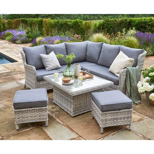 Addora 6 - Person Rattan Corner Sofa Set with Cushions Sol 27 Outdoor Colour: Grey on Productcaster.