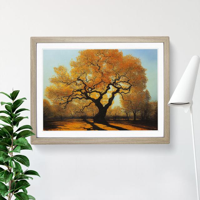 Exhilarating Oak Tree - Picture Frame Painting Marlow Home Co. Size: 46cm H x 64cm W x 2cm D, Frame Colour: Oak on Productcaster.