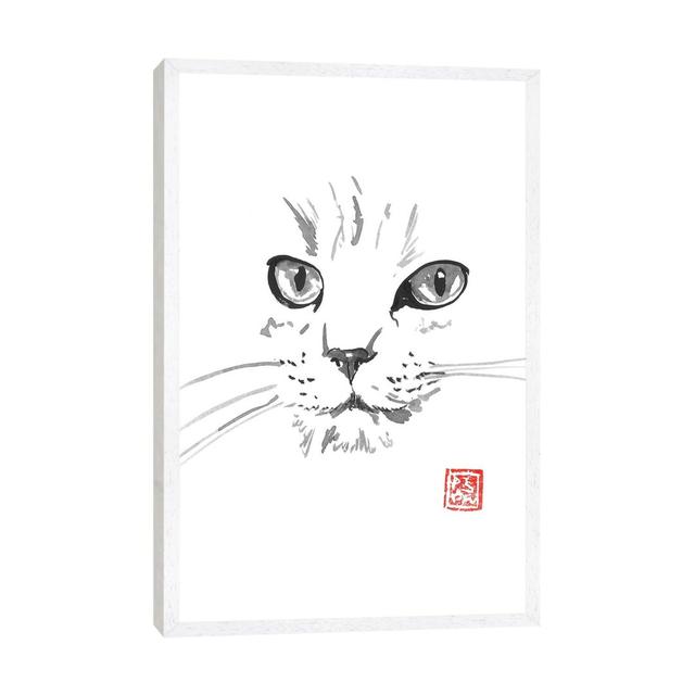 White Cat In White by Péchane - Print on Canvas Bloomsbury Market Size: 66.04cm H x 45.72cm W x 3.81cm D, Format: White Framed on Productcaster.