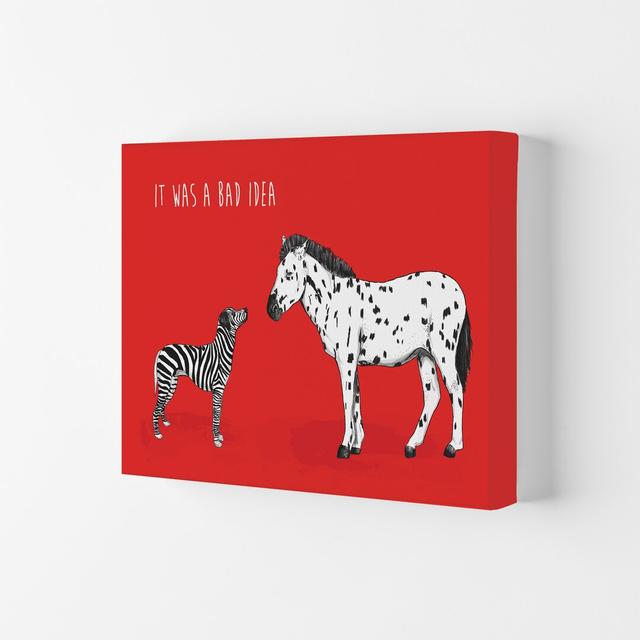 It Was A Bad Idea Humorous Animals by Mercedes Lopes Charro - Print East Urban Home Size: 84.1cm H x 59.4cm W x 4cm D, Frame Option: Wrapped Canvas on Productcaster.