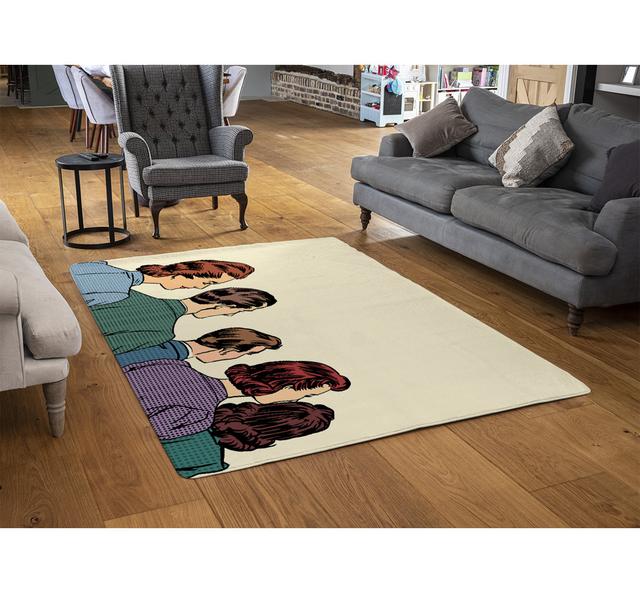 Jadaveon A Crowd of Spectators Stand Shaggy Beige/Blue/Purple/Green Rug East Urban Home Rug Size: Rectangle 160 x 230cm on Productcaster.